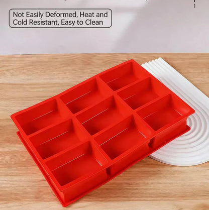 Non-Stick Mini Loaf Pan with 9 Cavities - Silicone Baking Mold
