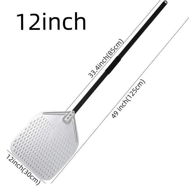 Perforated Pizza Shovel Paddle with Handle for Baking in Oven