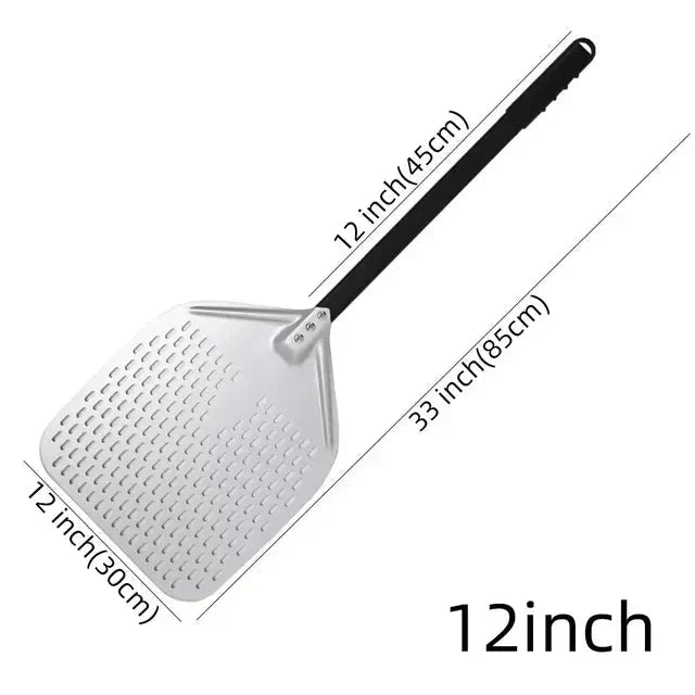 Perforated Pizza Shovel Paddle with Handle for Baking in Oven