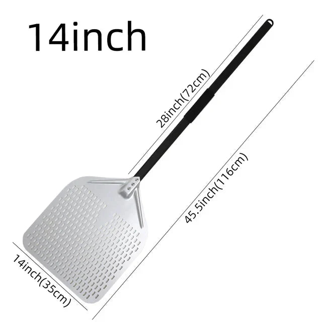 Perforated Pizza Shovel Paddle with Handle for Baking in Oven