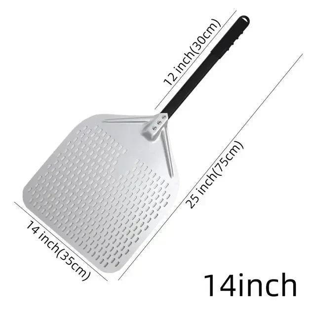 Perforated Pizza Shovel Paddle with Handle for Baking in Oven