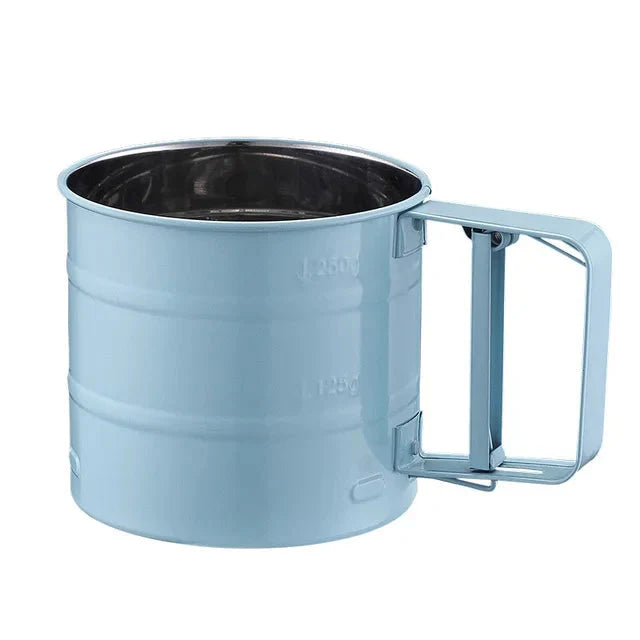 Large Stainless Steel Handheld Semi-Automatic Flour Sifter Cup