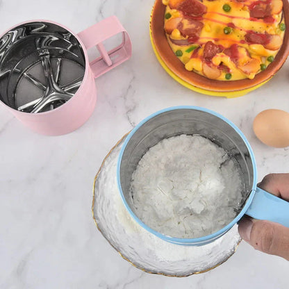 Large Stainless Steel Handheld Semi-Automatic Flour Sifter Cup