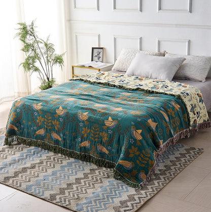 Nordic Harmony Reversible Throw Blanket | 100% Cotton Comfort