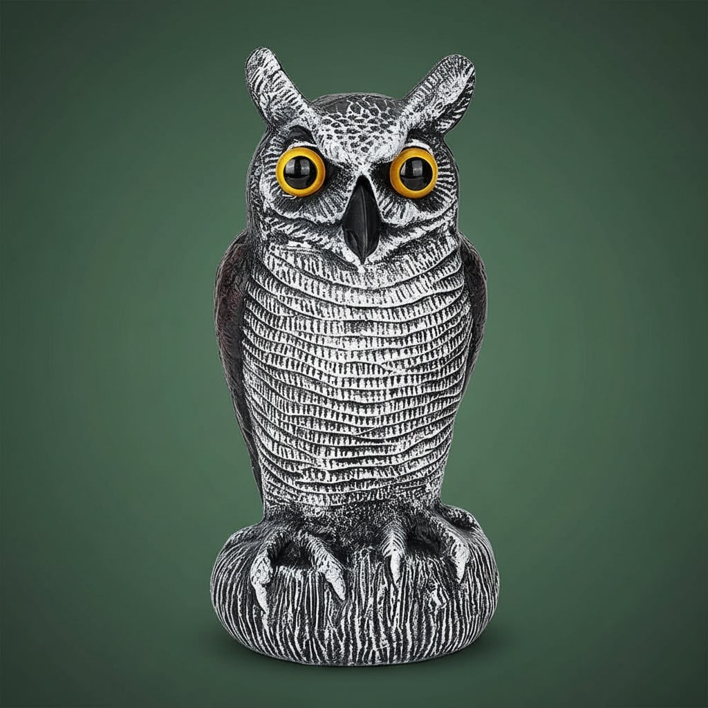 Spooky Owl Guardian Statue for Bird Control and Decor