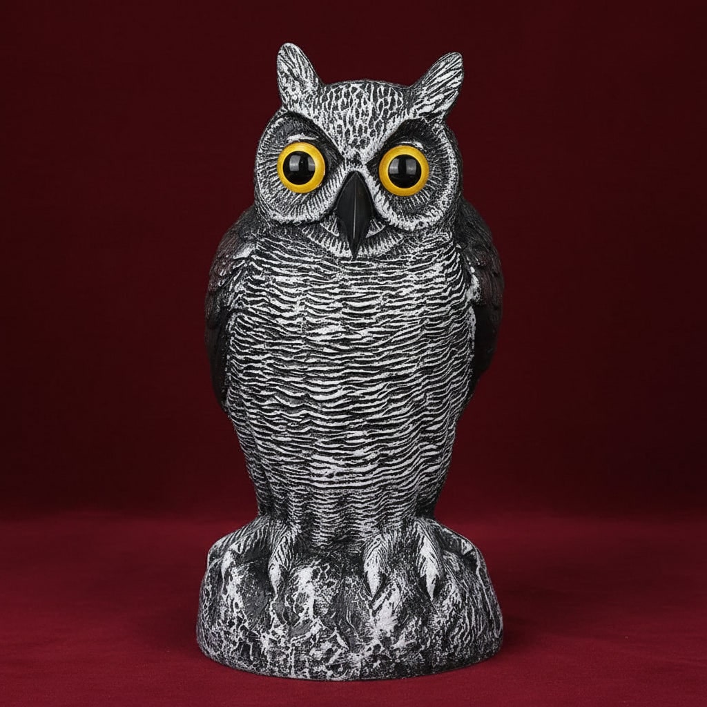 Spooky Owl Guardian Statue for Bird Control and Decor