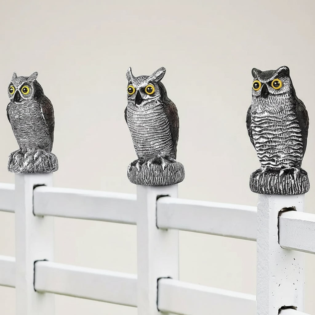 Spooky Owl Guardian Statue for Bird Control and Decor
