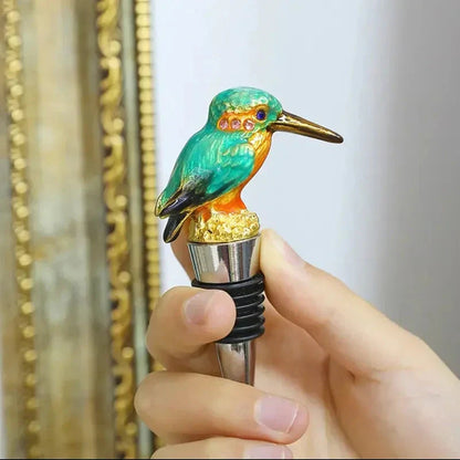 Handcrafted Metal Bird Wine Bottle Stopper - Home Bar Accessory