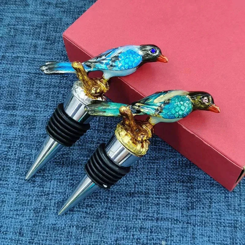 Handcrafted Metal Bird Wine Bottle Stopper - Home Bar Accessory