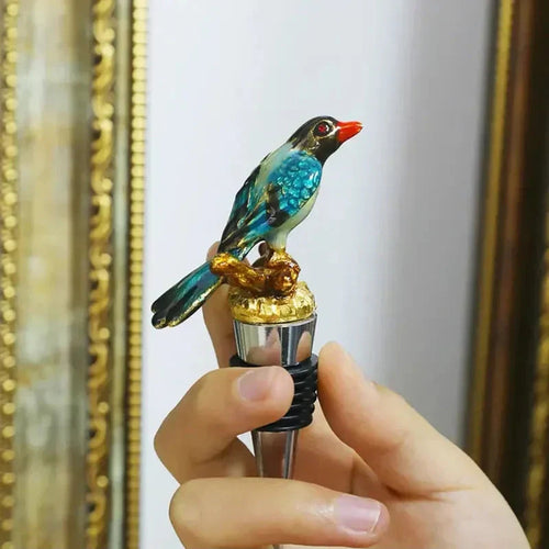Handcrafted Metal Bird Wine Bottle Stopper - Home Bar Accessory