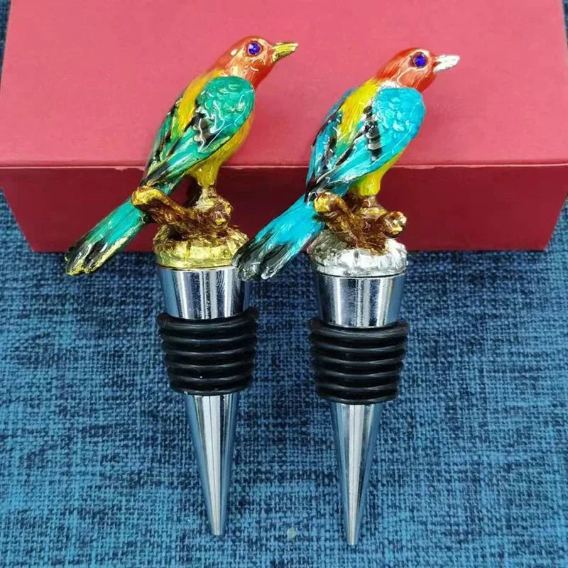 Handcrafted Metal Bird Wine Bottle Stopper - Home Bar Accessory
