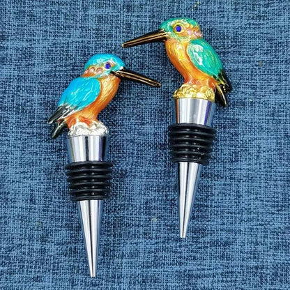 Handcrafted Metal Bird Wine Bottle Stopper - Home Bar Accessory