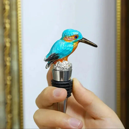 Handcrafted Metal Bird Wine Bottle Stopper - Home Bar Accessory