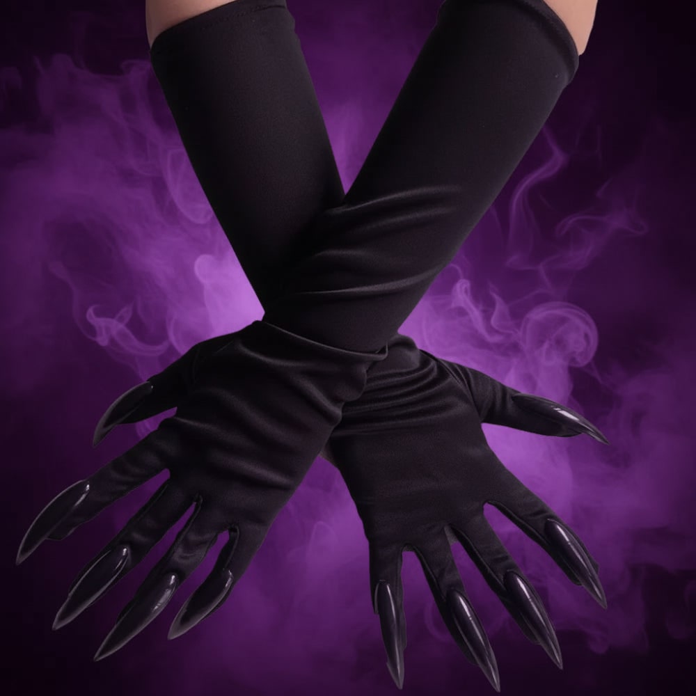 Dramatic Elbow-Length Claw Gloves for Halloween Costumes