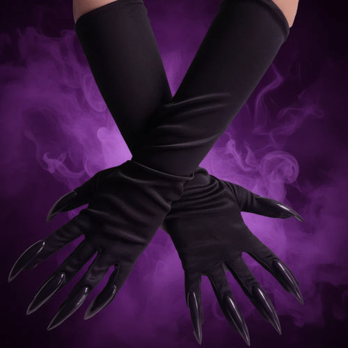 Dramatic Elbow-Length Claw Gloves for Halloween Costumes