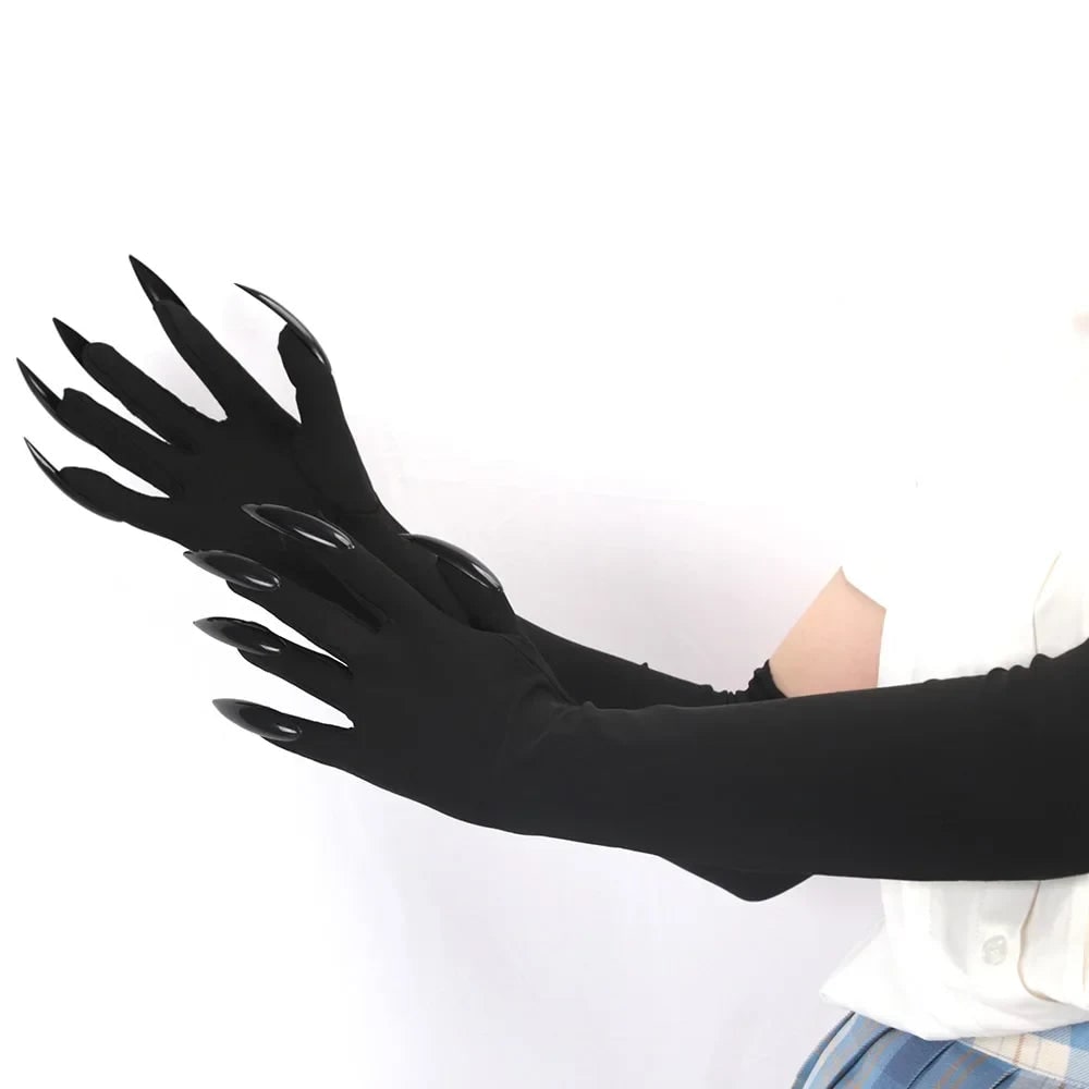 Dramatic Elbow-Length Claw Gloves for Halloween Costumes