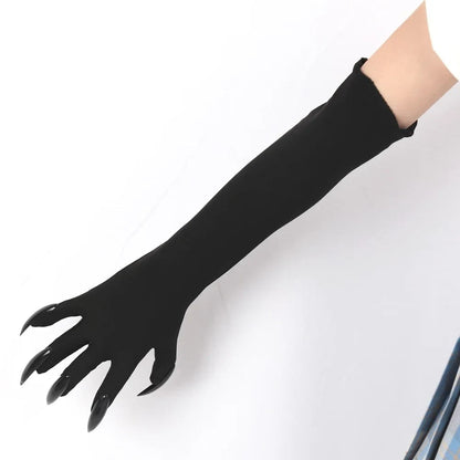 Dramatic Elbow-Length Claw Gloves for Halloween Costumes