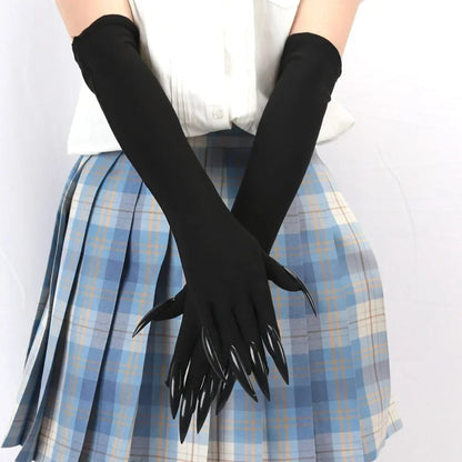 Dramatic Elbow-Length Claw Gloves for Halloween Costumes