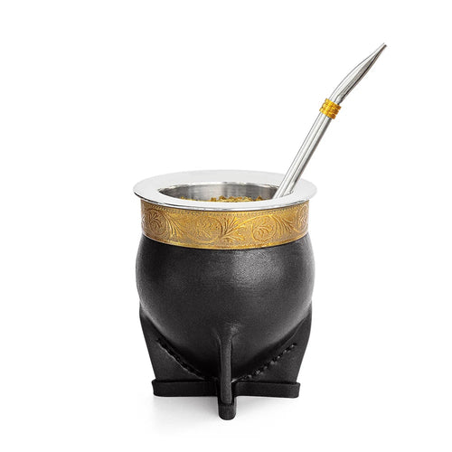 Stainless Steel Yerba Mate Set - Gold Cup, Bombilla Straw, Cleaning Brush