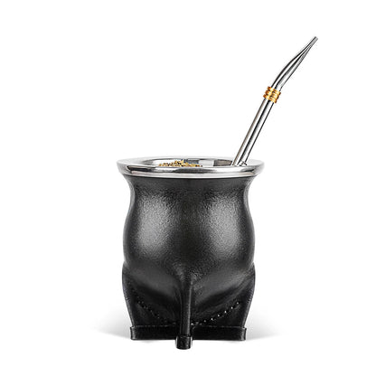 Porcelain Yerba Mate Gourd with Bombilla Straw and Cleaning Brush