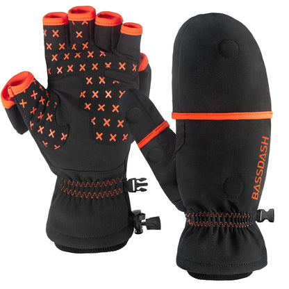 Water-Resistant Fingerless Gloves - Convertible Mittens for All Genders