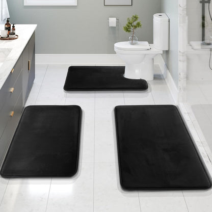 3-Piece Non-Slip Memory Foam Bath Mat Set – Washable and Absorbent