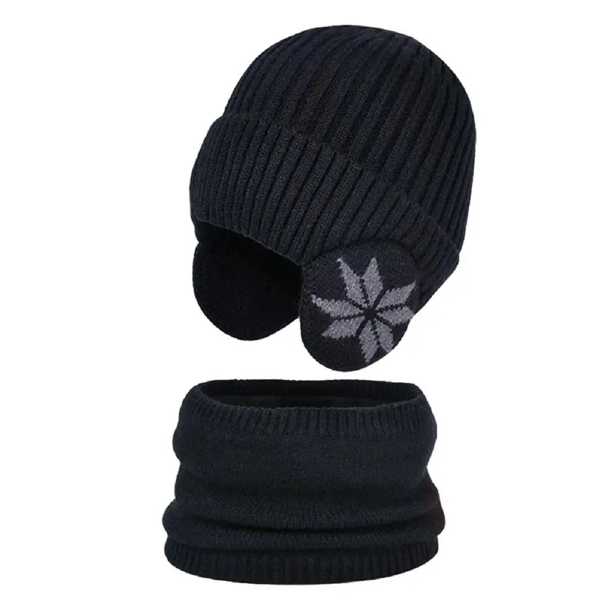 Dual Function Heated Knit Beanie and Neck Warmer