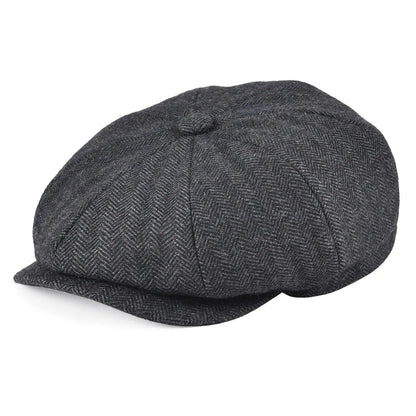 Wool Tweed Newsboy Cap in Vintage Flat Ivy Style