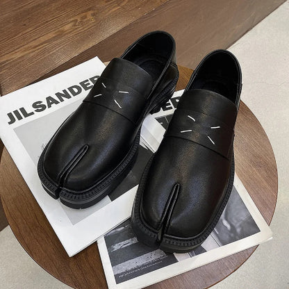 Leather Shoes with Thick Sole - Split-Toe Tabi Style Loafers