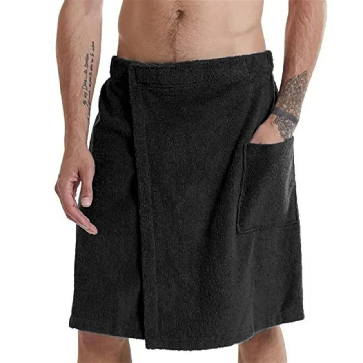Soft Bath Towel for Men - Shower Wrap with Pocket for Spa, Gym, Beach