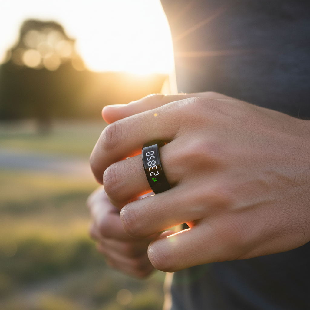 Fitness Tracker Ring with OLED Screen | Monitors Heart Rate, SpO₂, Sleep, Stress, Activity, 5ATM Waterproof, Wireless Charging