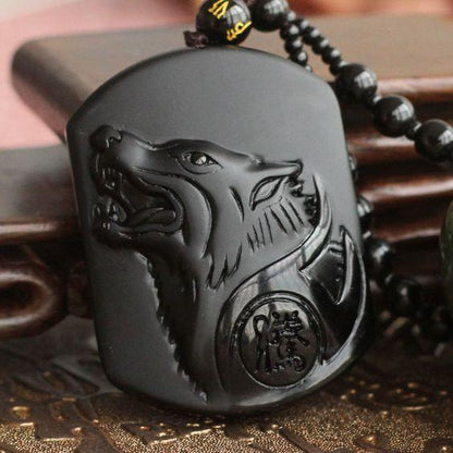 Obsidian Pendant Necklace in Black