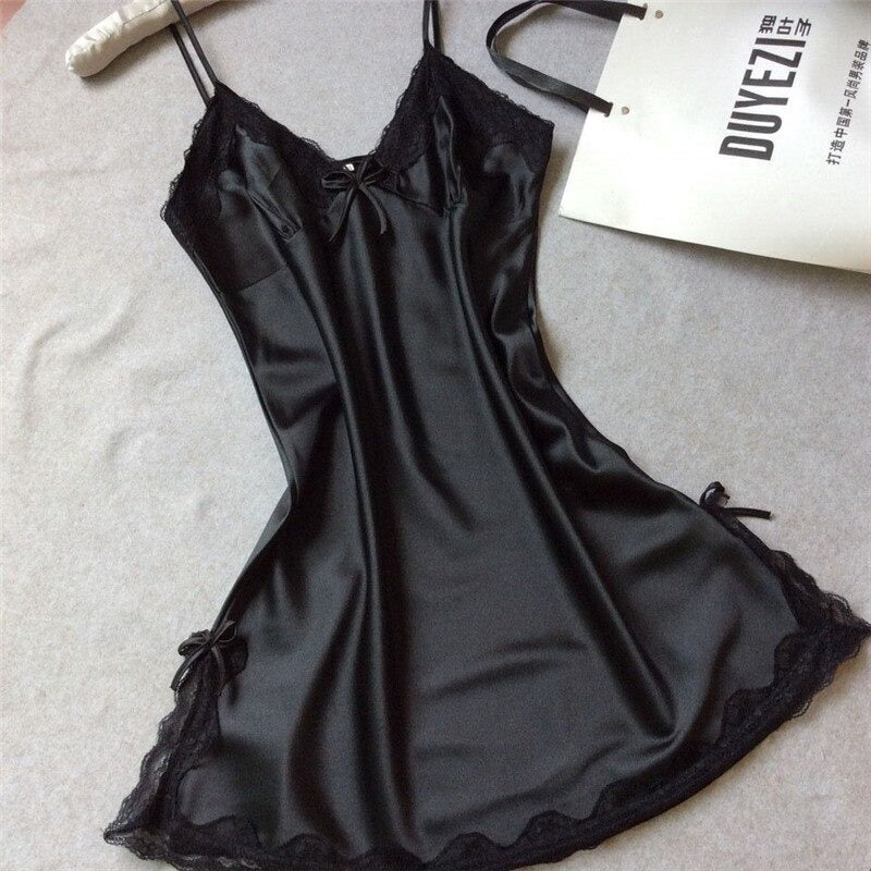 Elegant Satin Lace Nightgown for Women - Charming Comfort