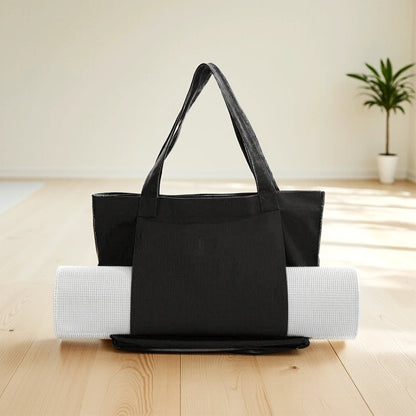 Canvas Yoga Mat Tote with Adjustable Strap & Extra Storage for Travel