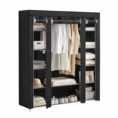 Clothes Rack with Fabric Enclosure and Storage - Portable Wardrobe
