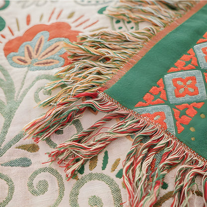 Vibrant Floral Reversible Cotton Throw Blanket