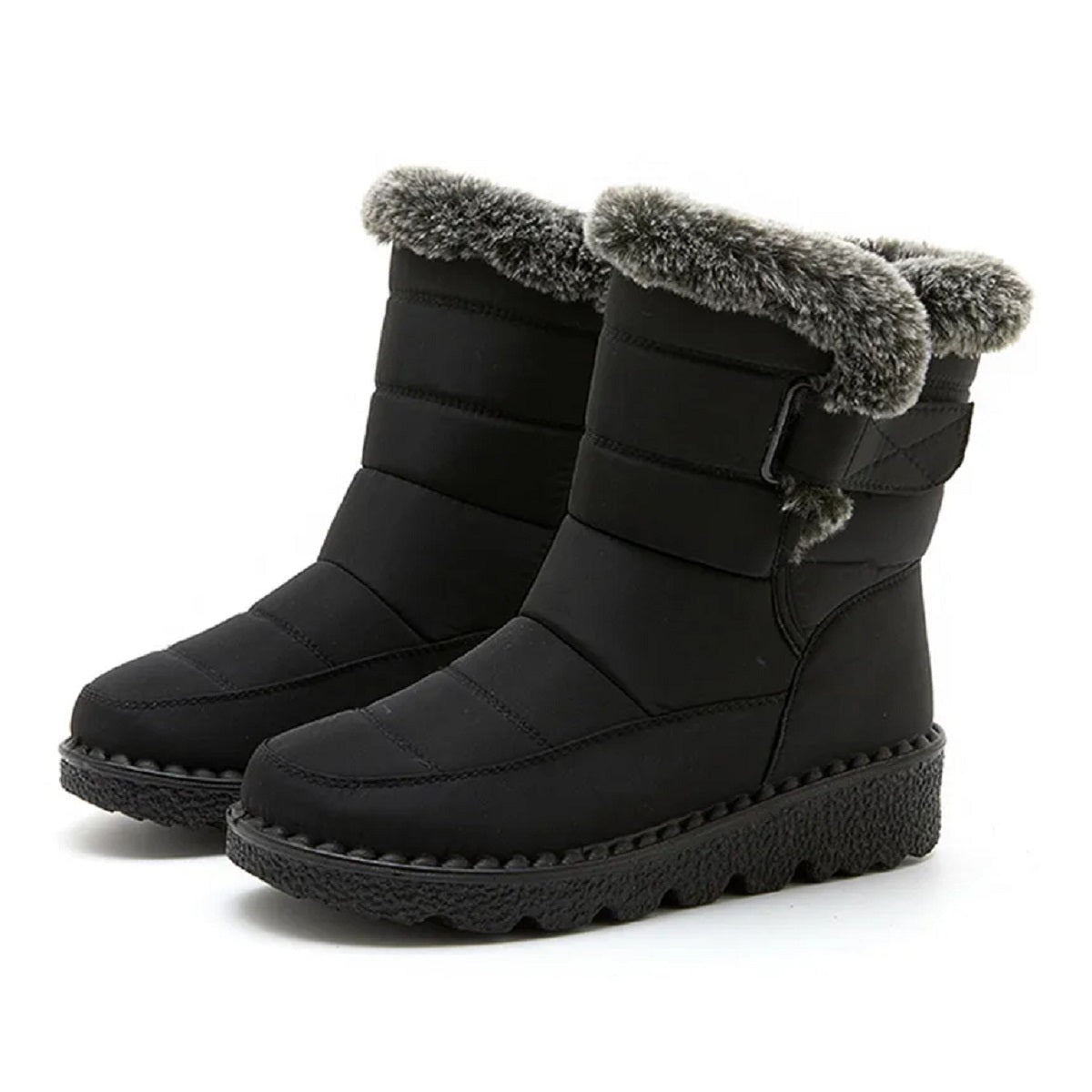 Fur-Lined Ankle Boots for Women - Low Heel Winter Footwear