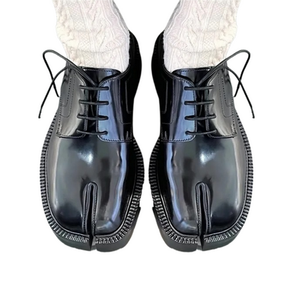 Chunky Platform Flats - Women's Lace-Up Tabi Split-Toe Loafers