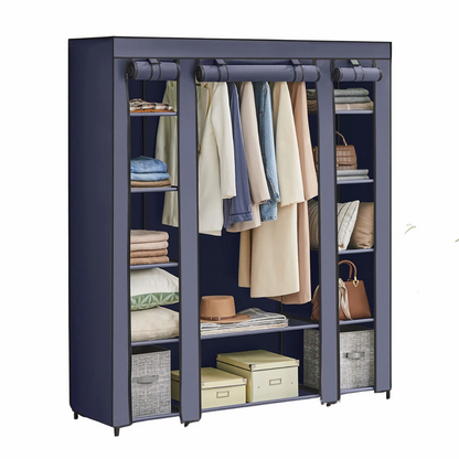 Clothes Rack with Fabric Enclosure and Storage - Portable Wardrobe
