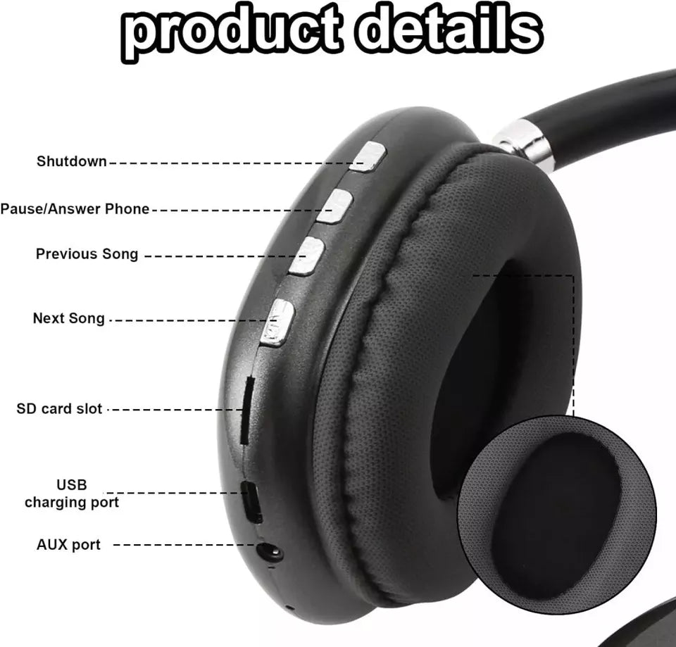 Bluetooth Headphones - Lightweight Design with Deep Bass and Clear Treble