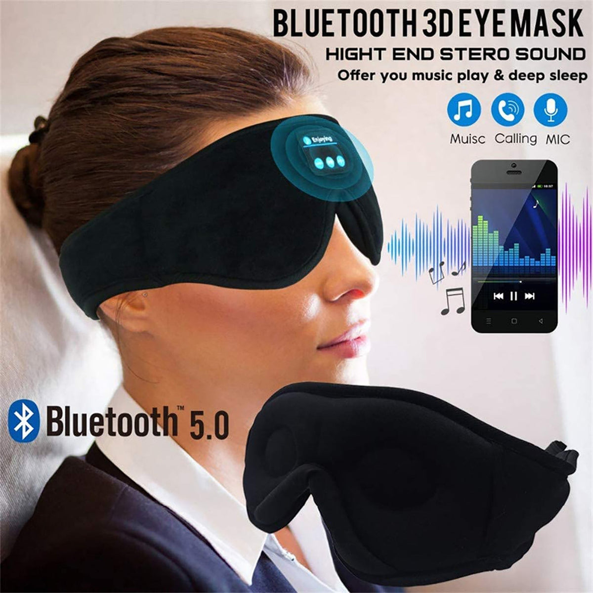 Silken Slumber Eye Mask with Integrated Headphones for Ultimate Relaxation