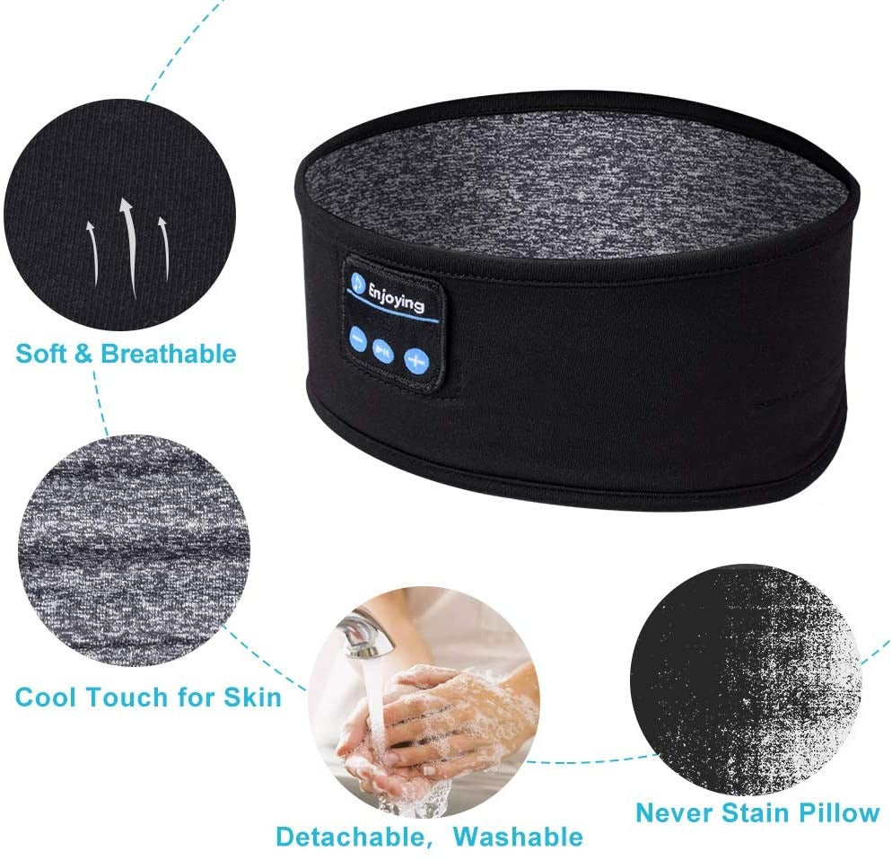 Bluetooth Headband with Sleep Mask and Earphones