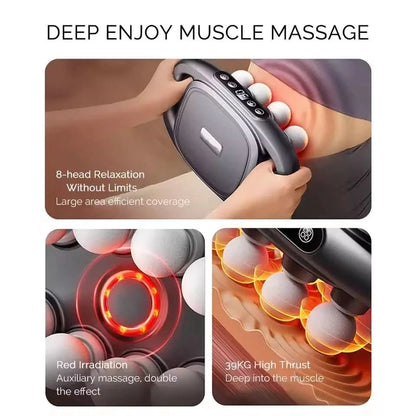 ErgoPulse Massage Gun with Dual Grip and Eight Therapeutic Nodes