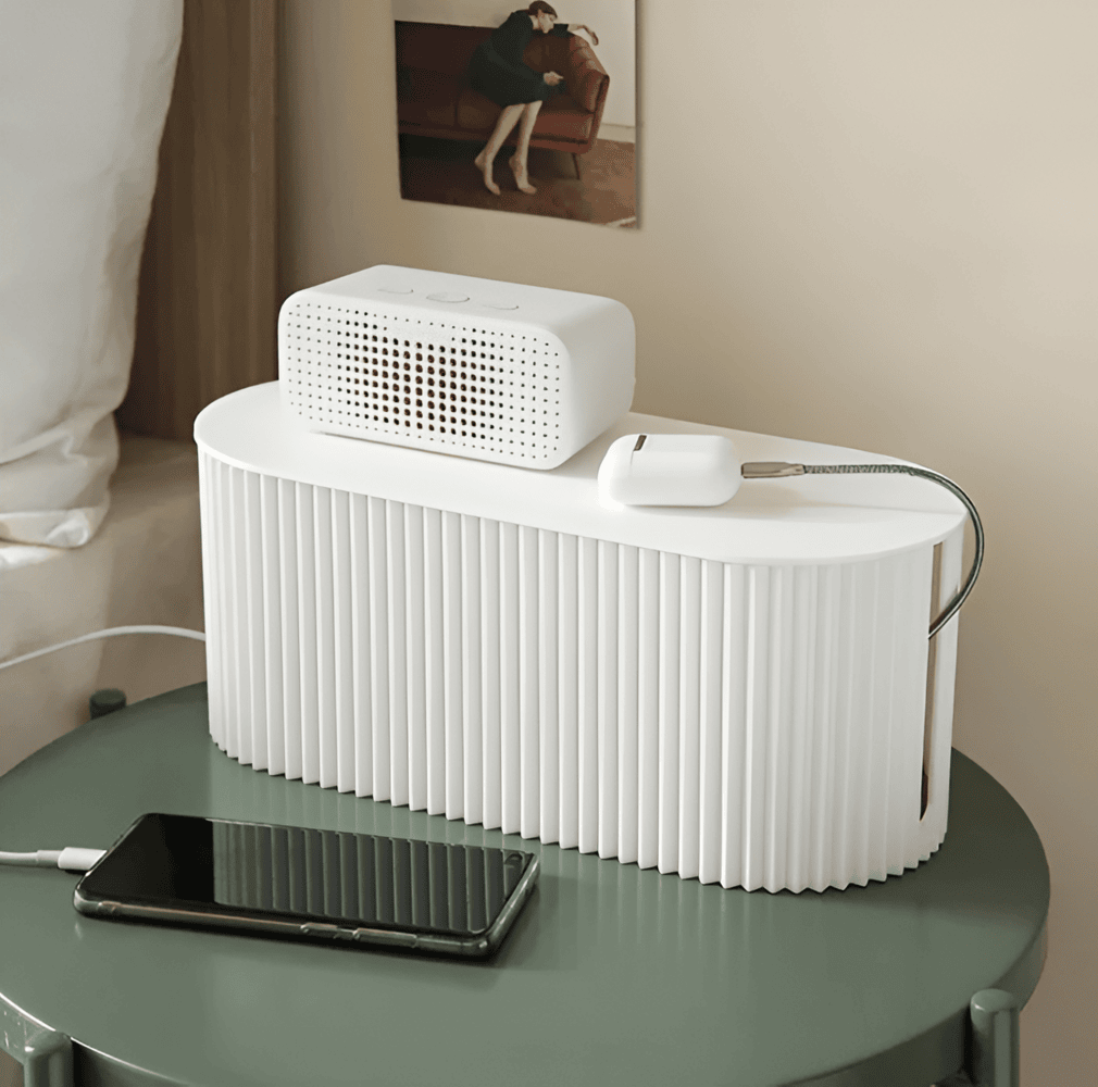 Ribbed Cable Storage Box for Cord Organization – Minimalist Design
