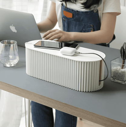 Ribbed Cable Storage Box for Cord Organization – Minimalist Design