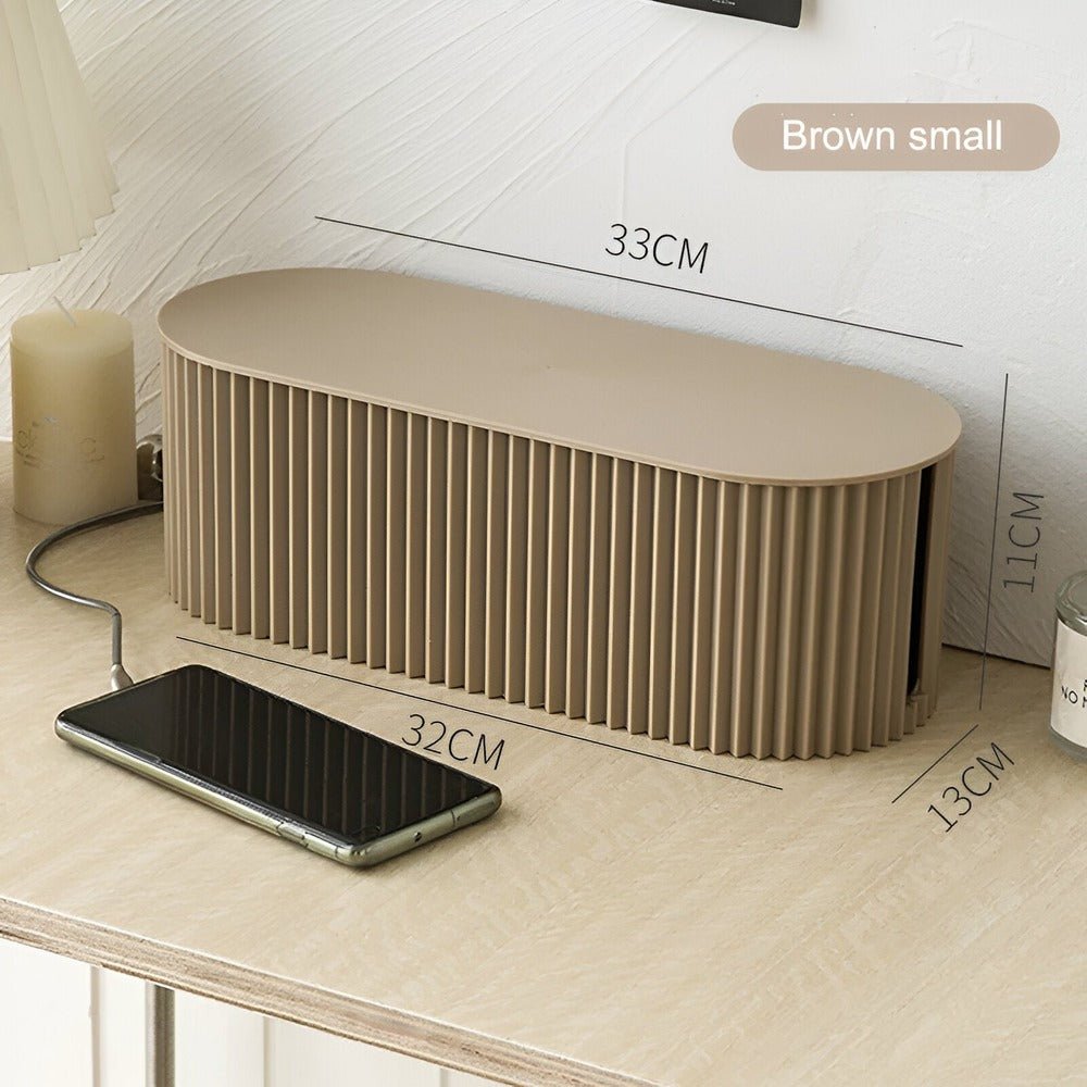Ribbed Cable Storage Box for Cord Organization – Minimalist Design