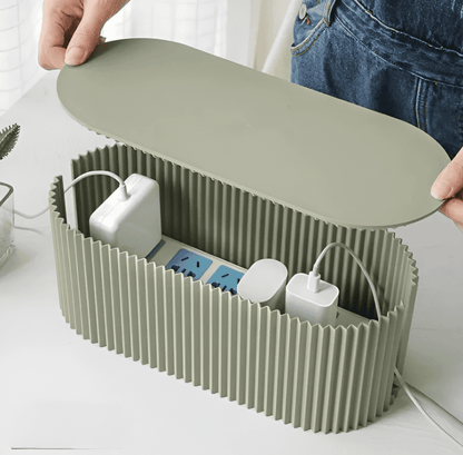 Ribbed Cable Storage Box for Cord Organization – Minimalist Design