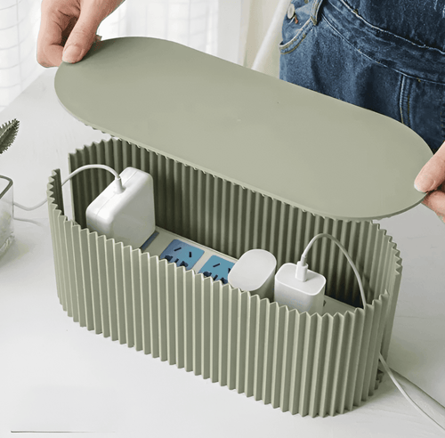 Ribbed Cable Storage Box for Cord Organization – Minimalist Design