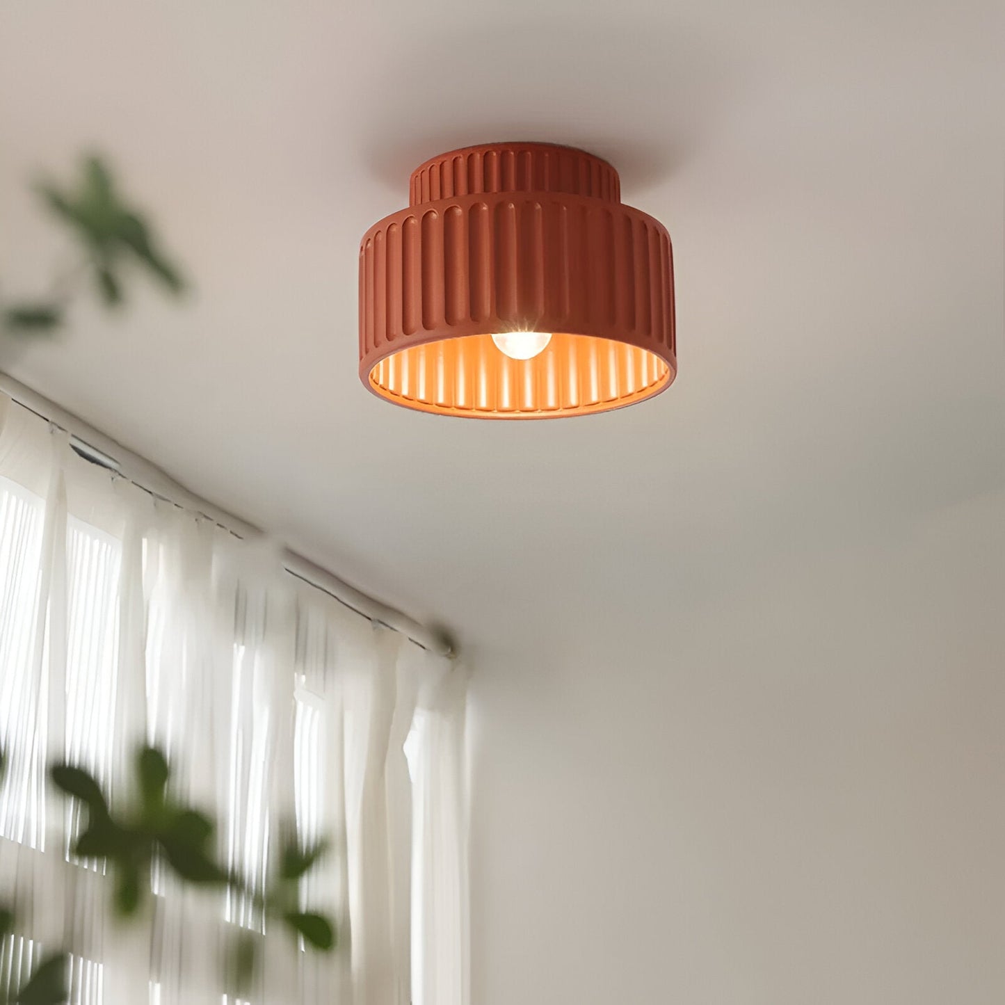 Ceiling Light with Ribbed Resin Design - Elegant Fixture for Any Room