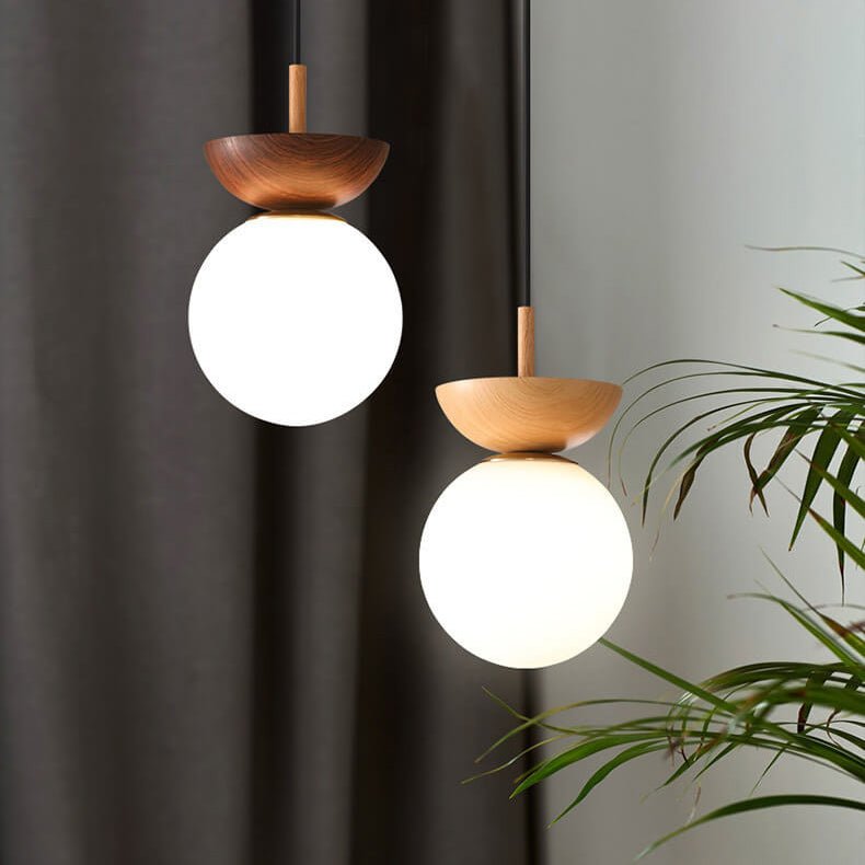 Wooden Pendant Light - Elegant Japanese Zen Design
